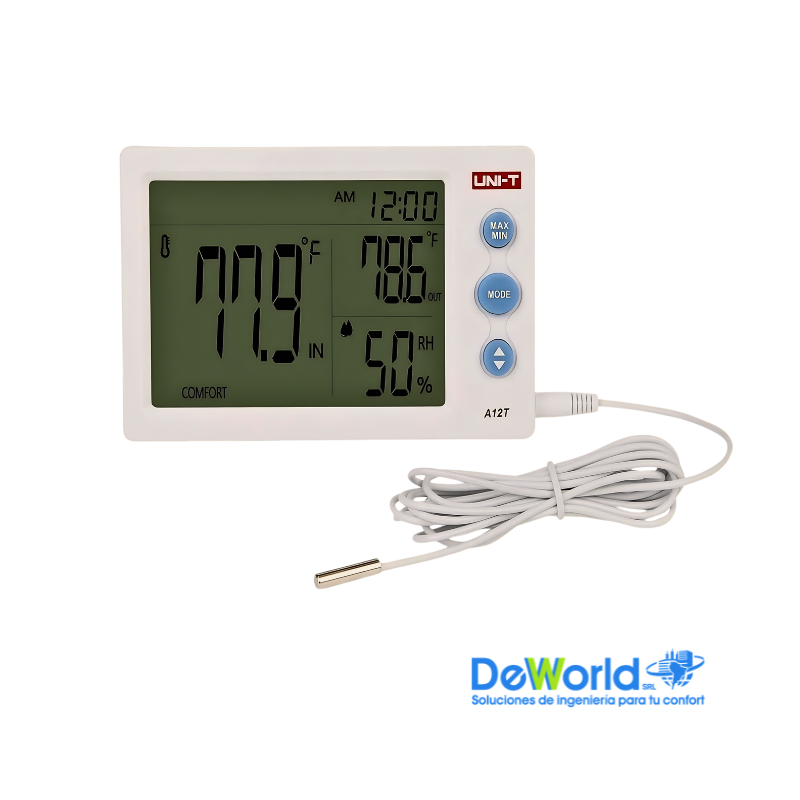 Medidor de Temperatura y Humedad UNI-T, A12T, Ind. CN