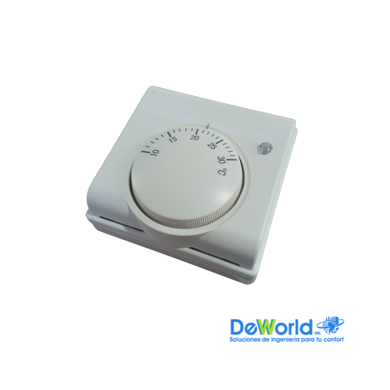 Termostato Ambiente para suelo radiante tipo perilla, 220Vac, 50Hz