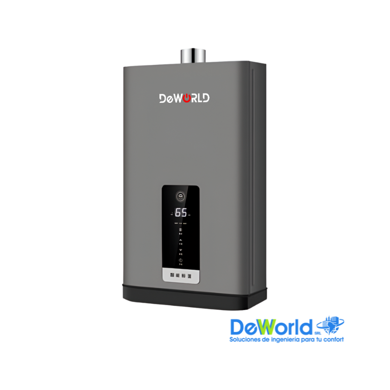 Calefón DEWORLD Tiro Forzado 16 L/min con Bomba Presurizadora Integrada