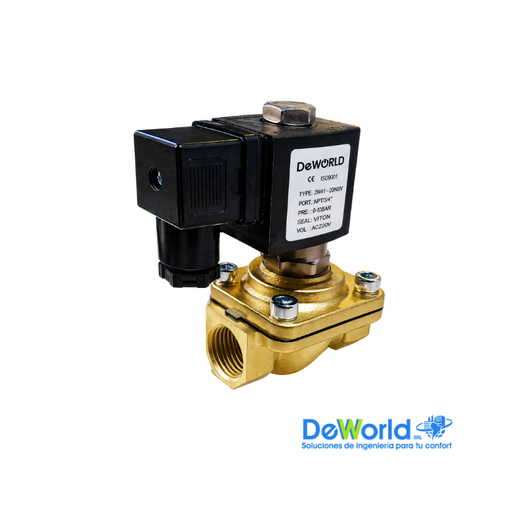 [2W4115] Electroválvula DEWORLD NPT H-H 1/2" para Aire, Agua y Aceite
