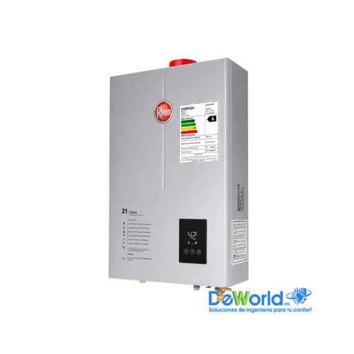 [600074615] Calefón RHEEM, 21L GN TF, Pot=38,90kW/h, 220VAC/50Hz