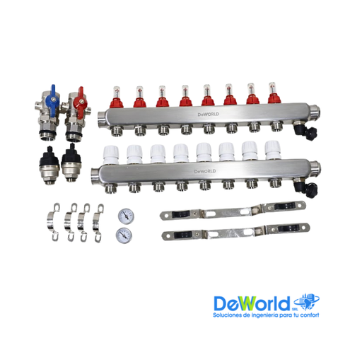 [H2034-8] Kit Colector DEWORLD 8 Salidas x 20 mm para Suelo Radiante  