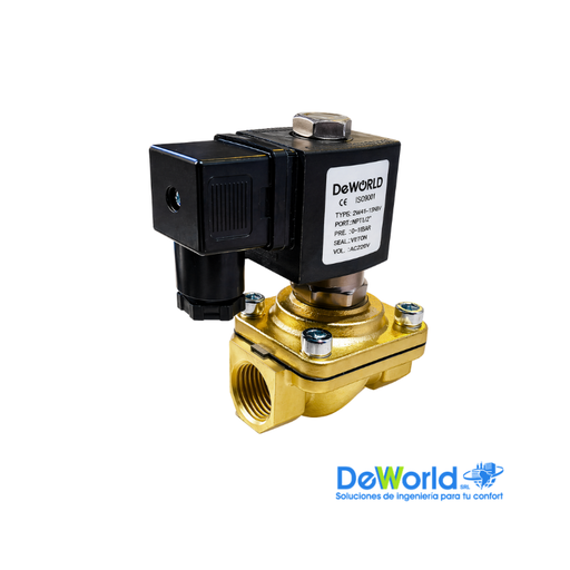 [2W4125] Electroválvula DEWORLD NPT H-H 1" para Aire, Agua y Aceite
