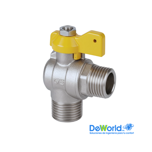 [3550 04] Válvula esfera escuadra para gas, M-M 1/2", Genebre